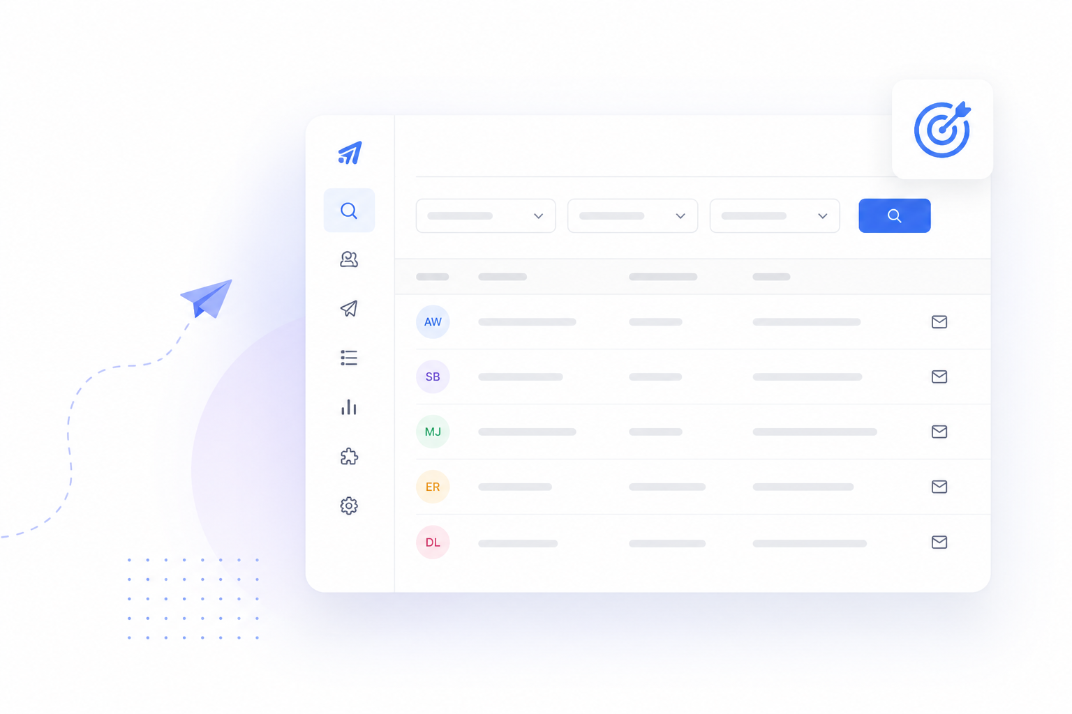 B2B lead generation database interface mockup